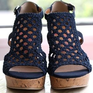 Jellypop Shoes | Navy Blue Wedges | Memory Foam